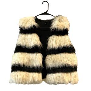 Jealous Tomato Faux Fur Vest Black and White Striped M